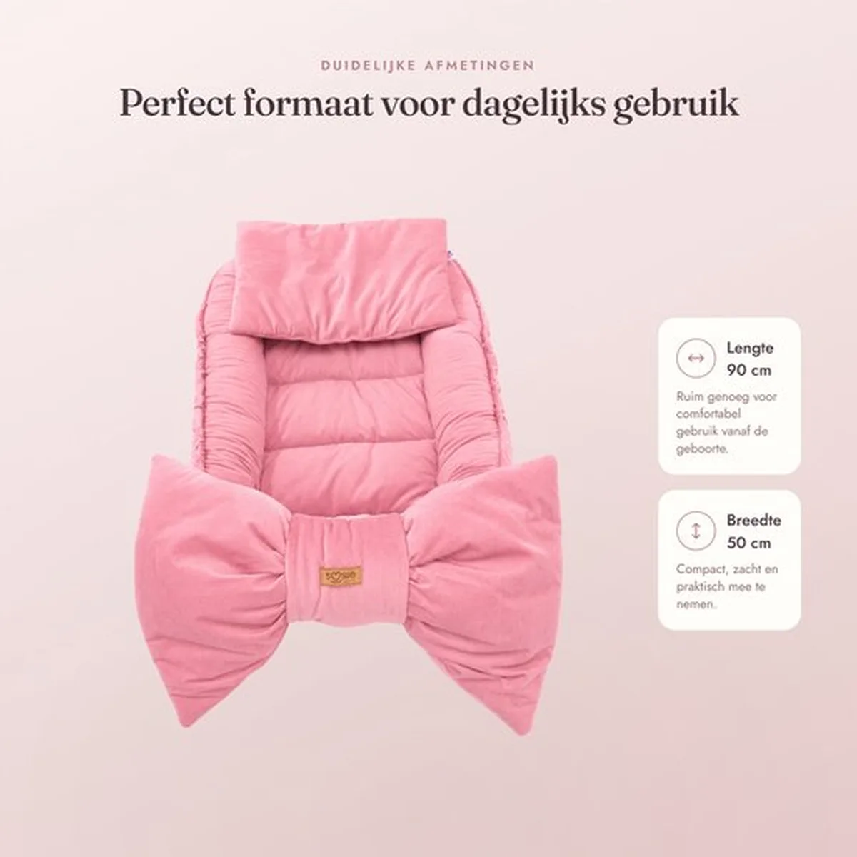 Soosie Luxe Velvet Bow Babynestje Roze – 3 Opstellingen in 1 – Inclusief 2 Multifunctionele Kussens - 2