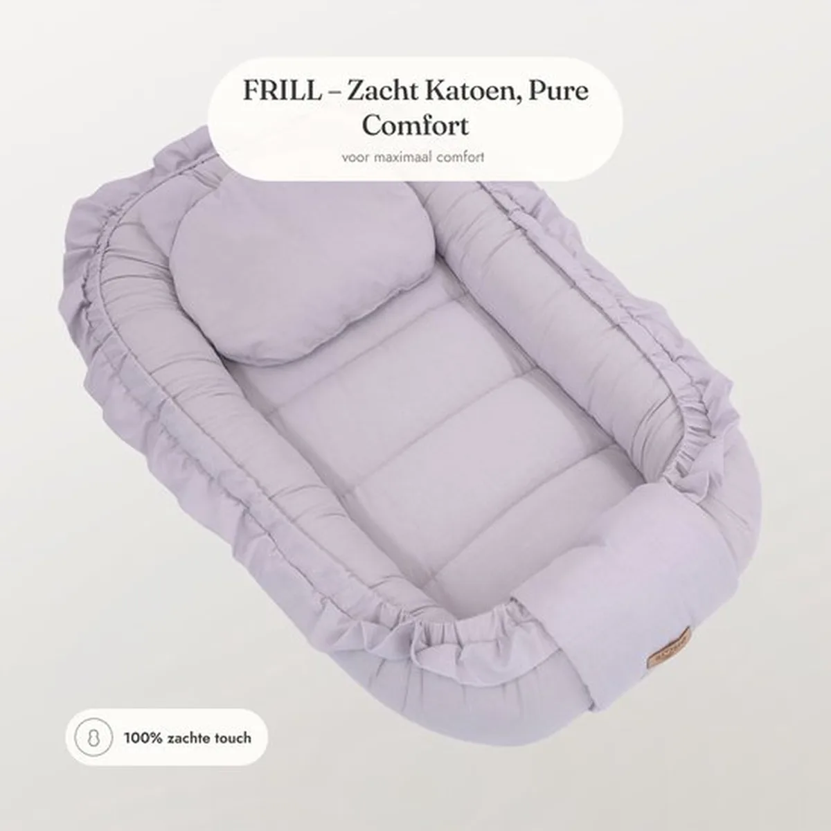 Babynestje - FRILL - Babynest SET met kussen - Grijs - 2