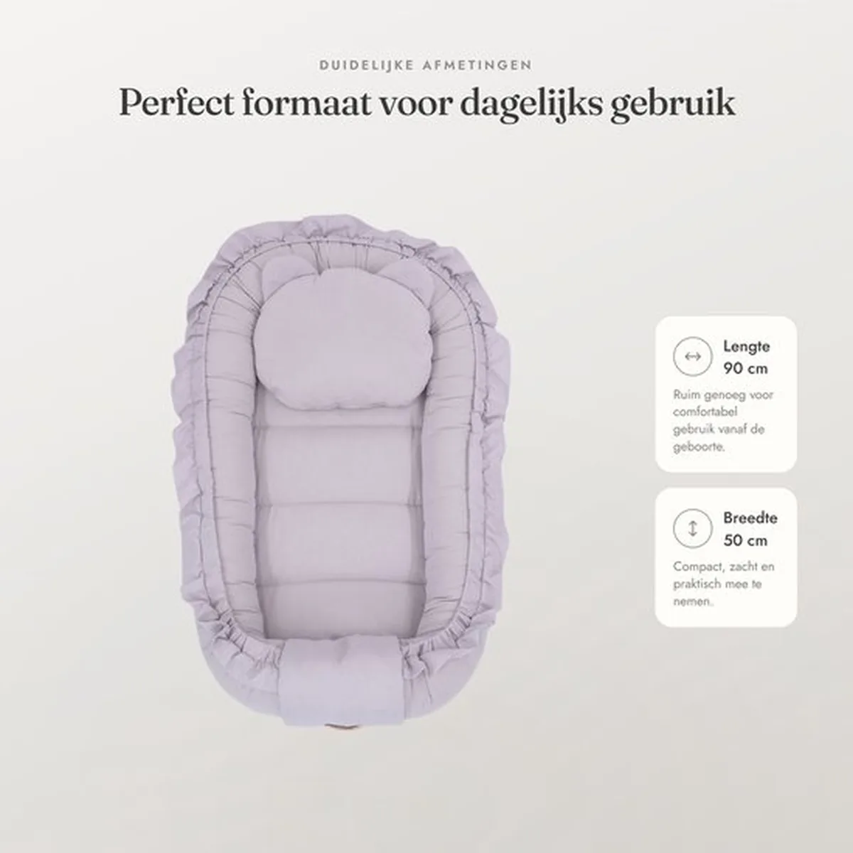 Babynestje - FRILL - Babynest SET met kussen - Grijs - 3