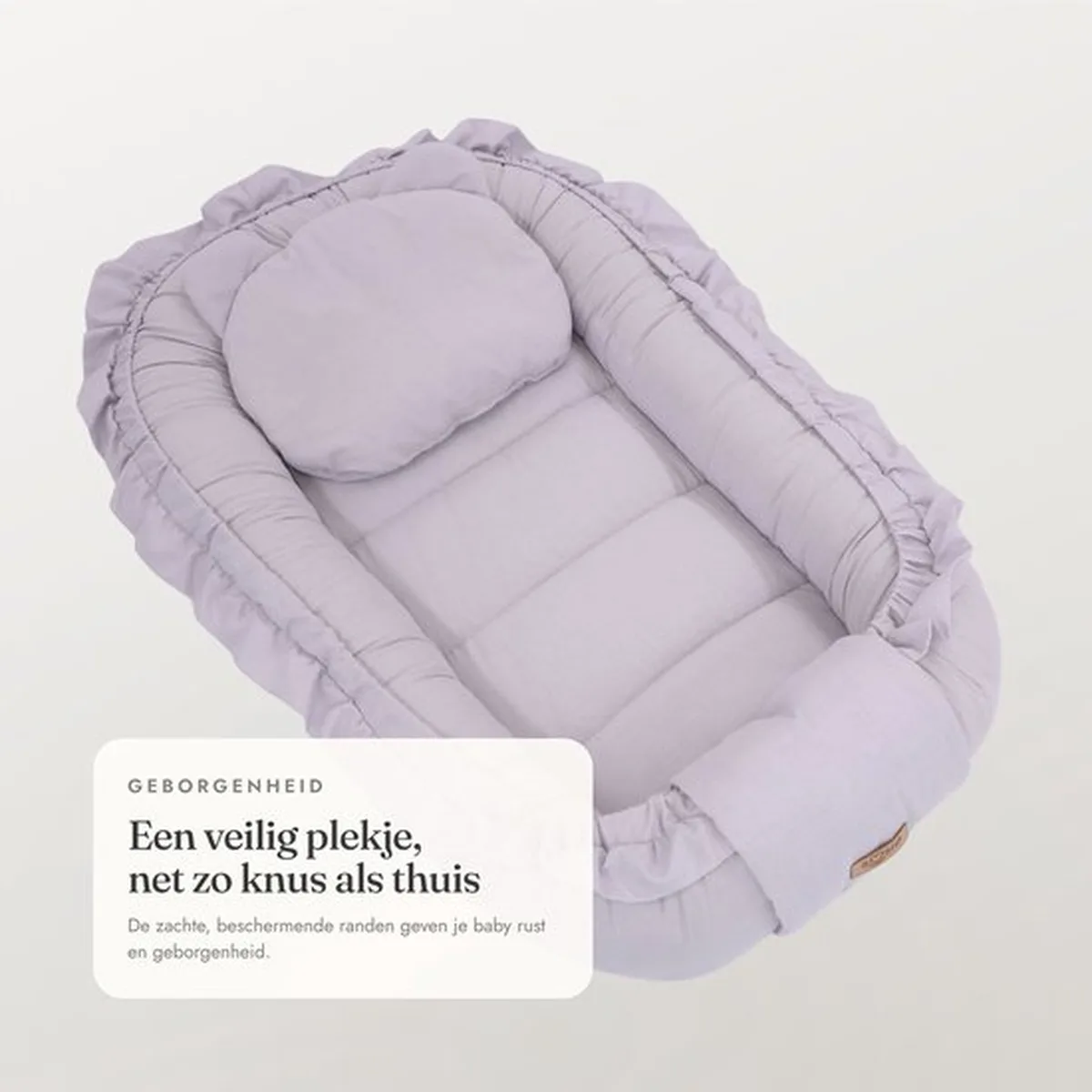 Babynestje - FRILL - Babynest SET met kussen - Grijs - 4