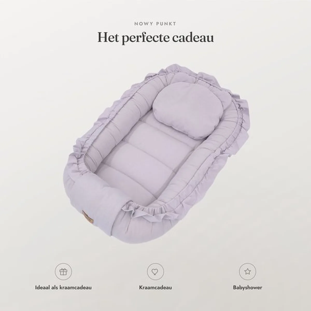Babynestje - FRILL - Babynest SET met kussen - Grijs - 5