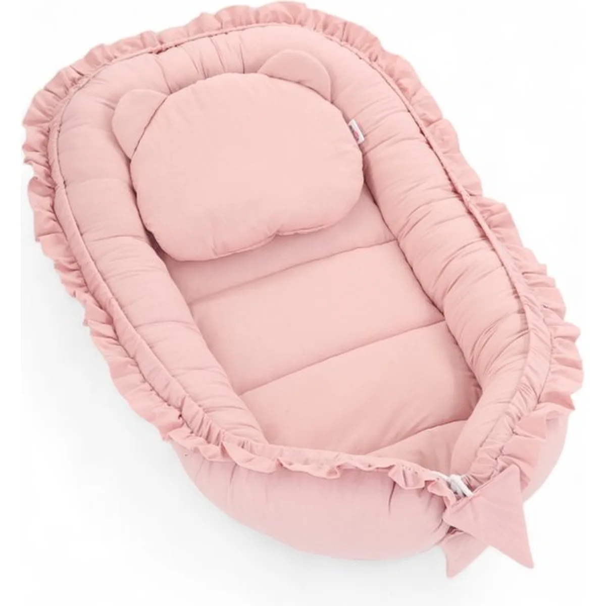 Babynestje - FRILL - Babynest SET met kussen - Roze - 3
