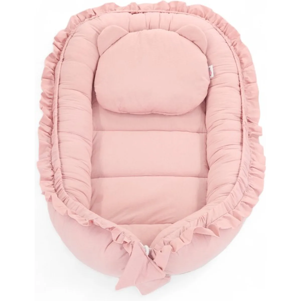 Babynestje - FRILL - Babynest SET met kussen - Roze - 4