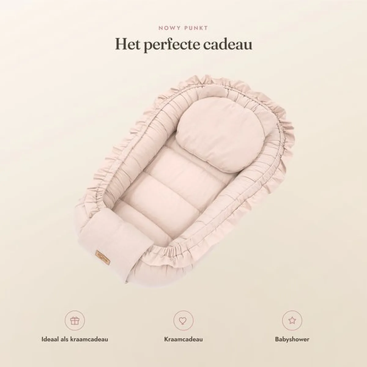 Babynestje - FRILL - Babynest SET met kussen - Beige - 7