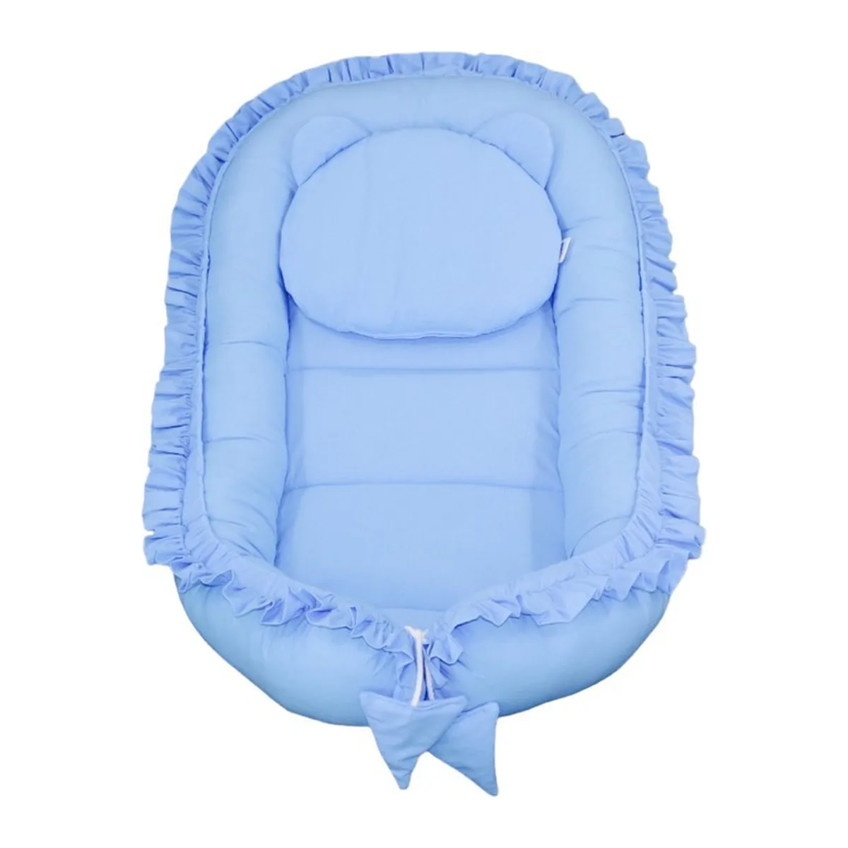 Babynestje - FRILL - Babynest SET met kussen - Blauw - 3