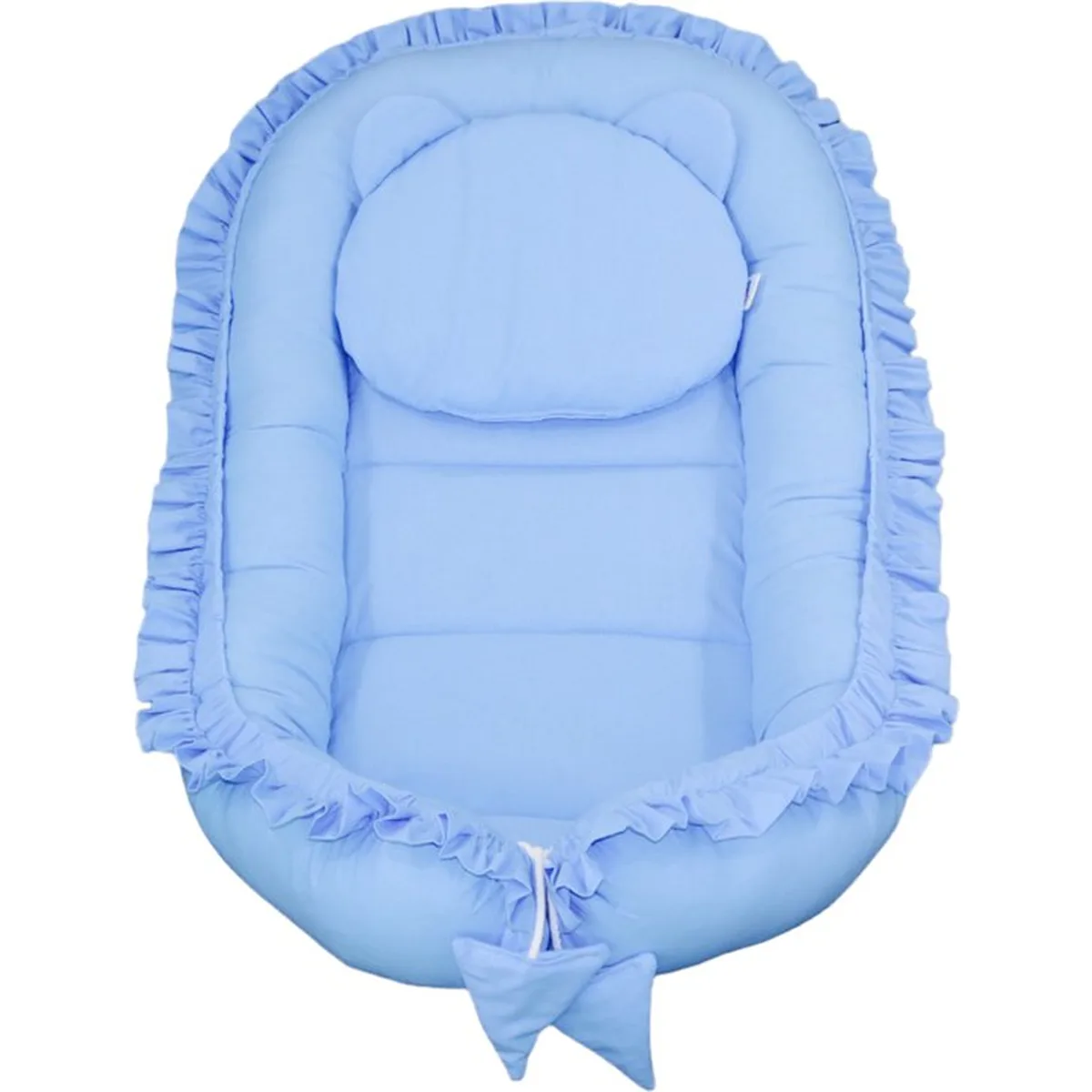 Babynestje - FRILL - Babynest SET met kussen - Blauw