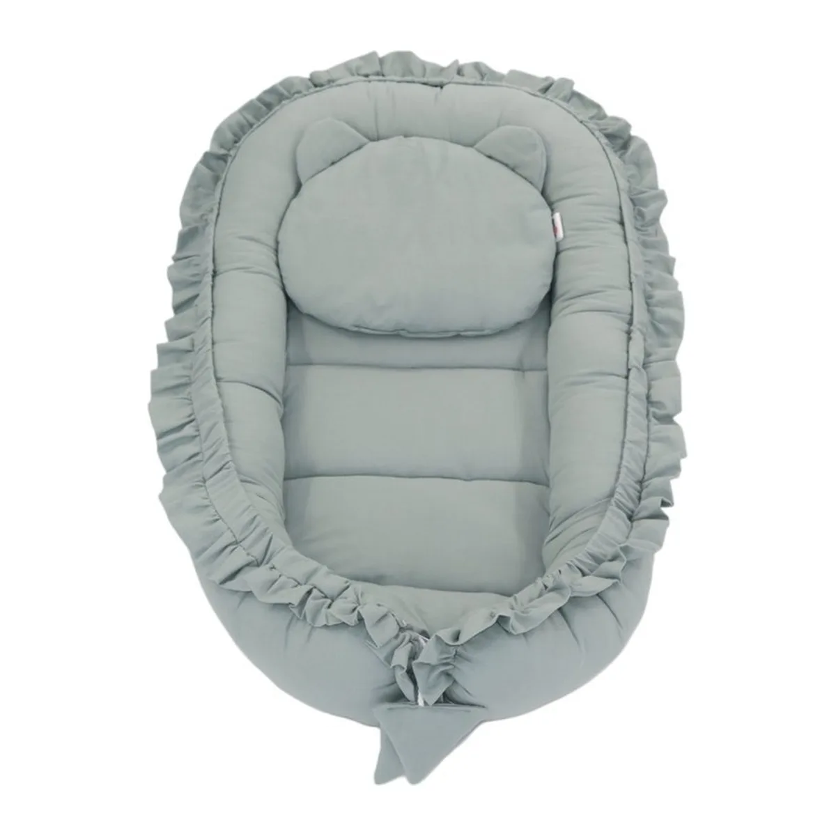 Babynestje - FRILL - Babynest SET met kussen - Groen - 7