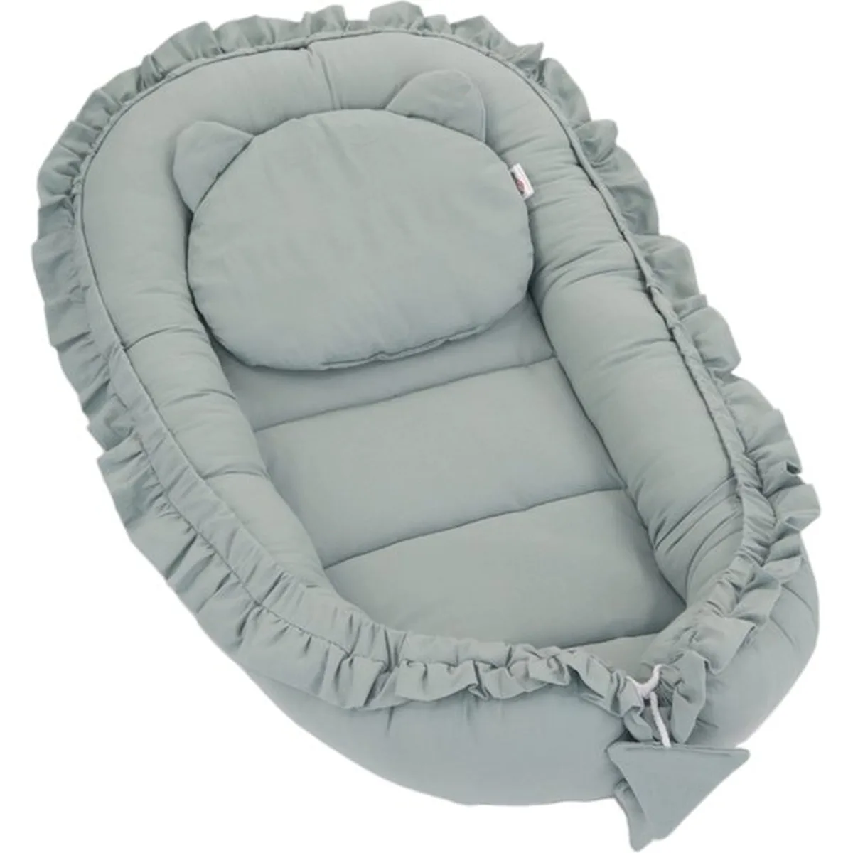 Babynestje - FRILL - Babynest SET met kussen - Groen - 6