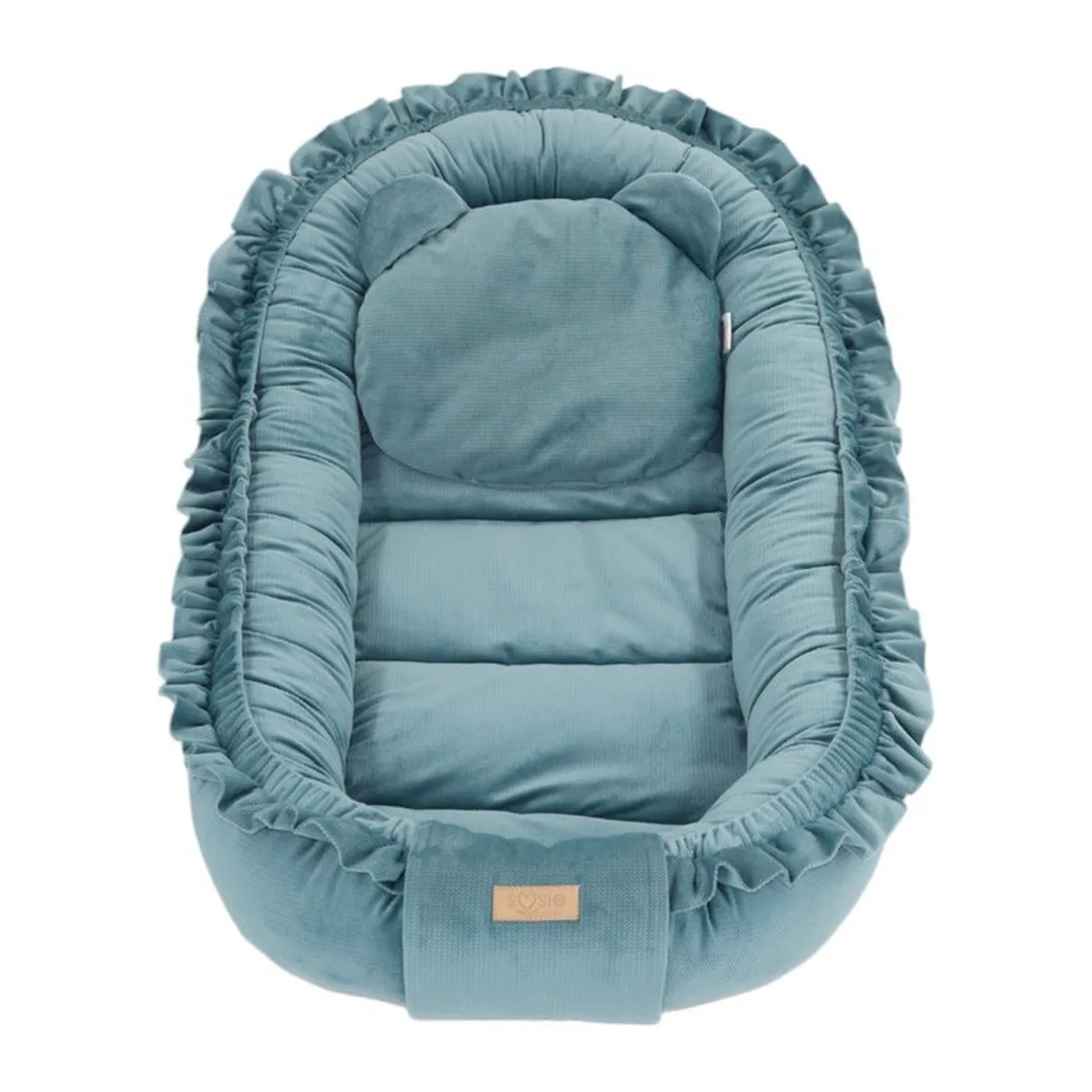Babynestje - GLAMOUR - Babynest SET met kussen - VELVET - Blauw - 8