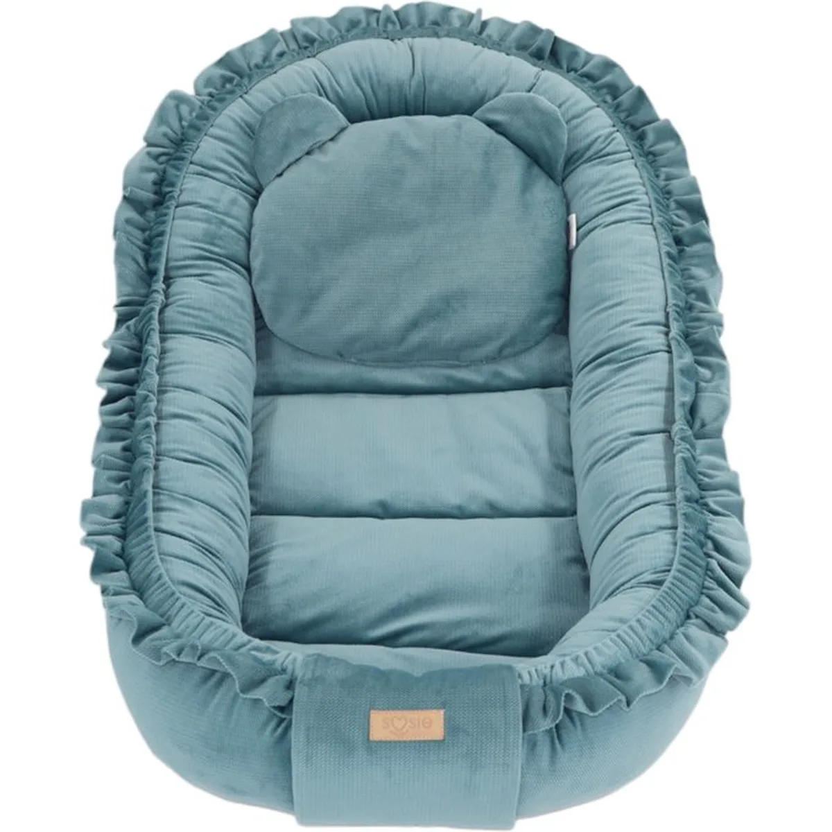 Babynestje - GLAMOUR - Babynest SET met kussen - VELVET - Blauw