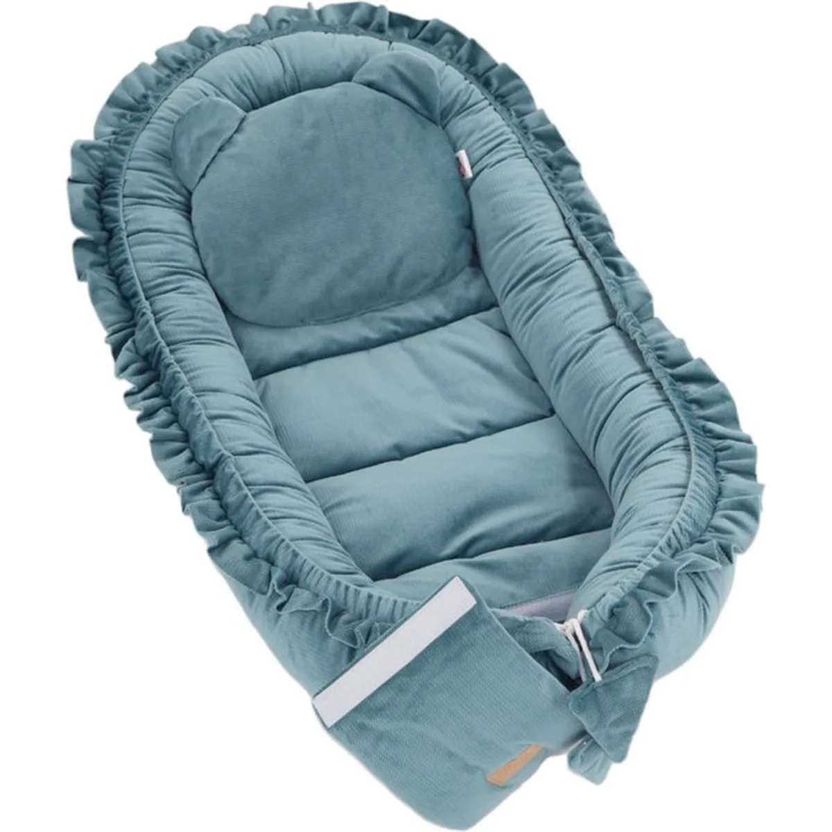 Babynestje - GLAMOUR - Babynest SET met kussen - VELVET - Blauw - 2