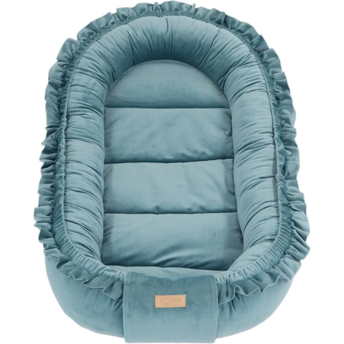 Babynestje - GLAMOUR - Babynest SET met kussen - VELVET - Blauw - 3