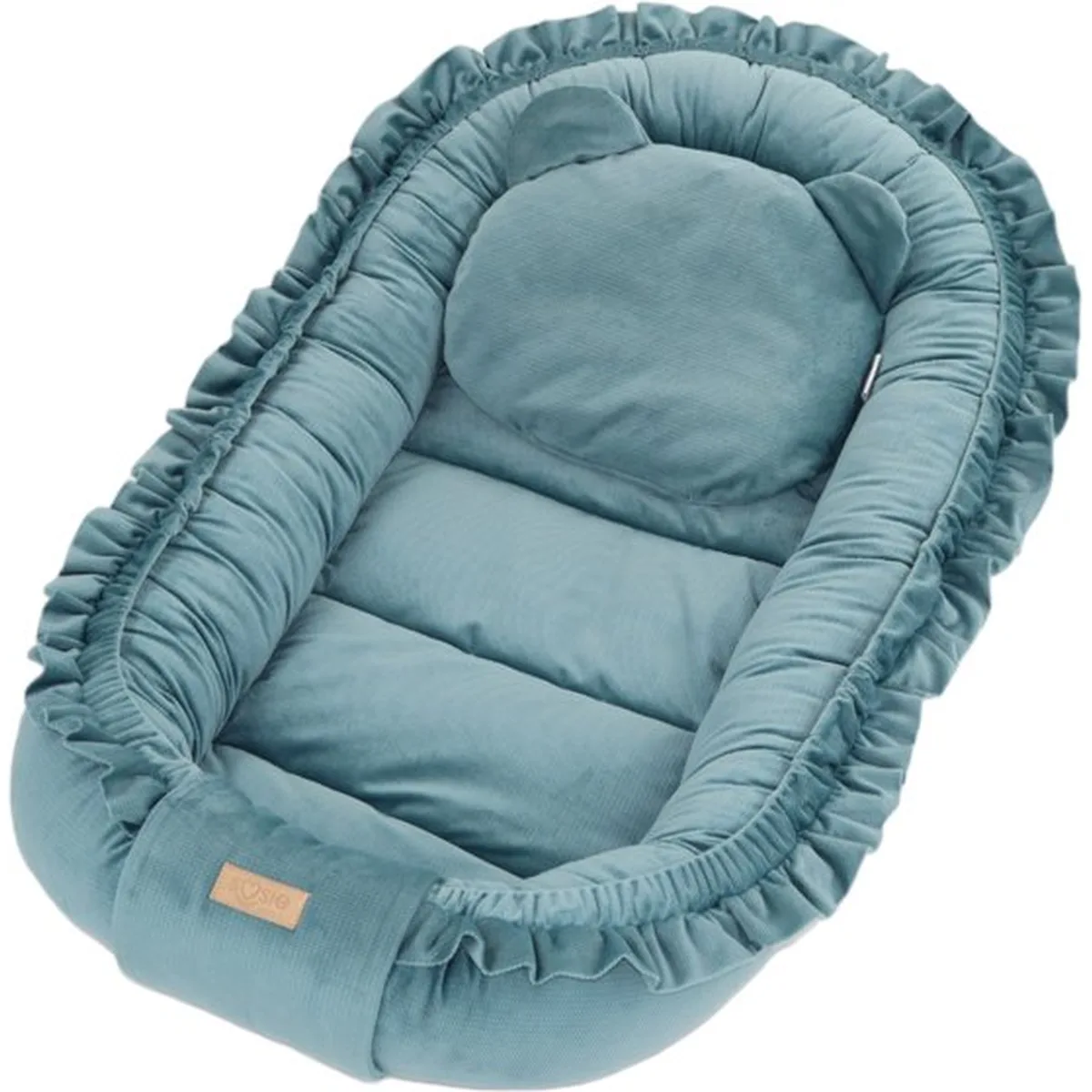 Babynestje - GLAMOUR - Babynest SET met kussen - VELVET - Blauw - 4