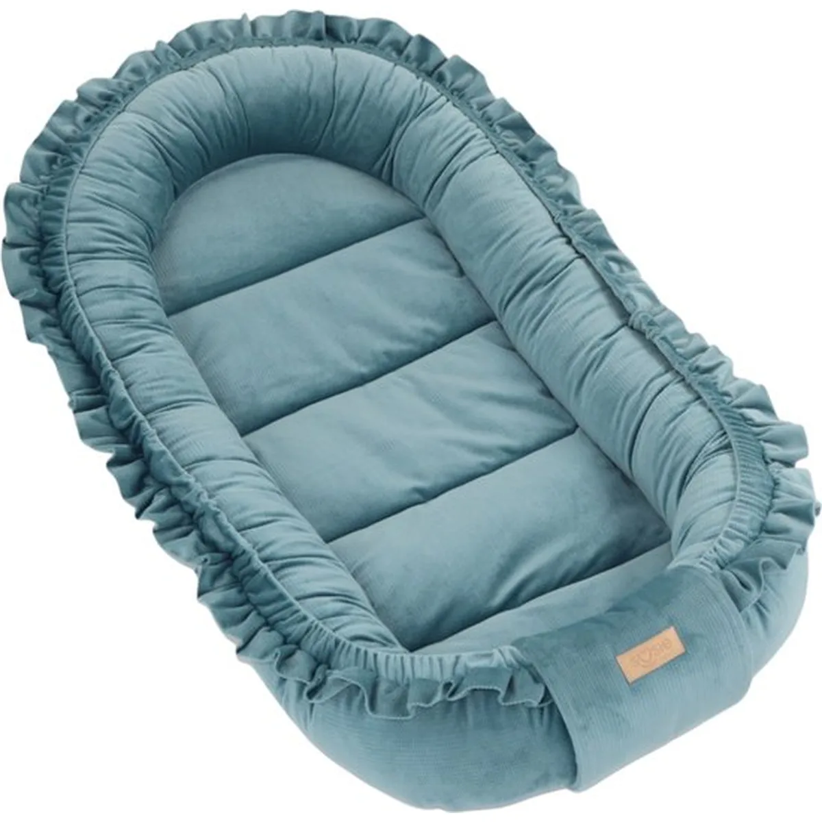 Babynestje - GLAMOUR - Babynest SET met kussen - VELVET - Blauw - 6