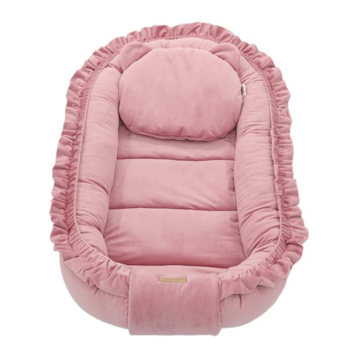 Babynestje - GLAMOUR - Babynest SET met kussen - VELVET - Roze - 8