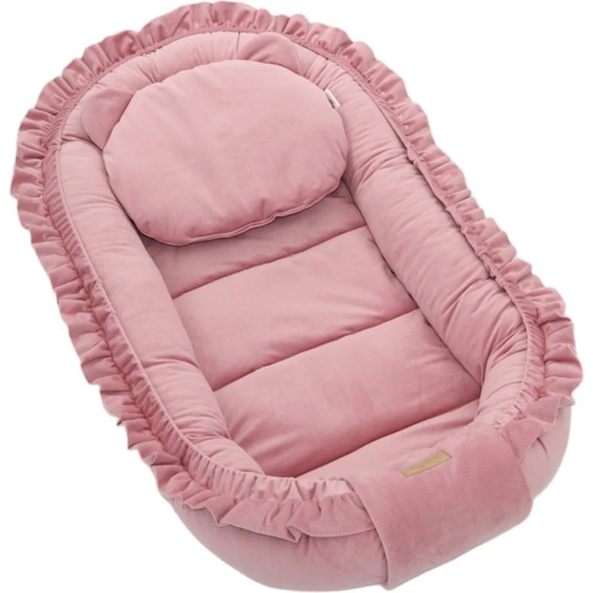 Babynestje - GLAMOUR - Babynest SET met kussen - VELVET - Roze
