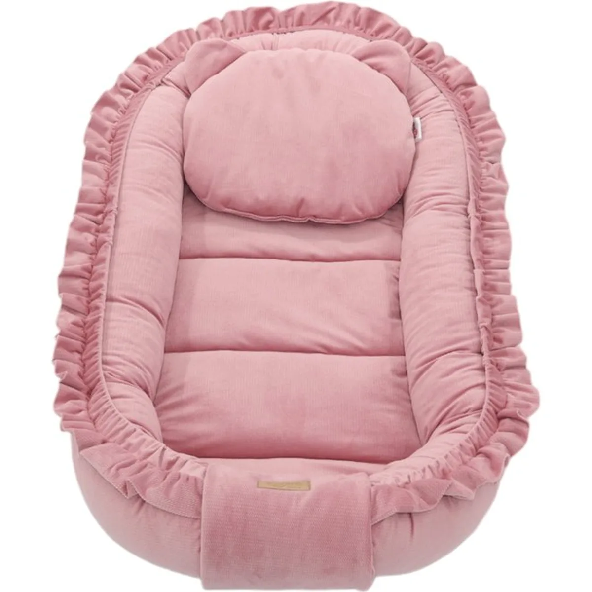 Babynestje - GLAMOUR - Babynest SET met kussen - VELVET - Roze - 4