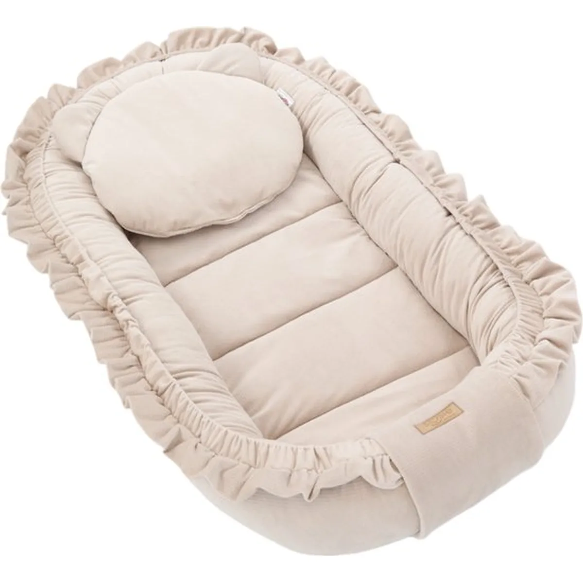 Babynestje - GLAMOUR - Babynest SET met kussen - VELVET - Beige