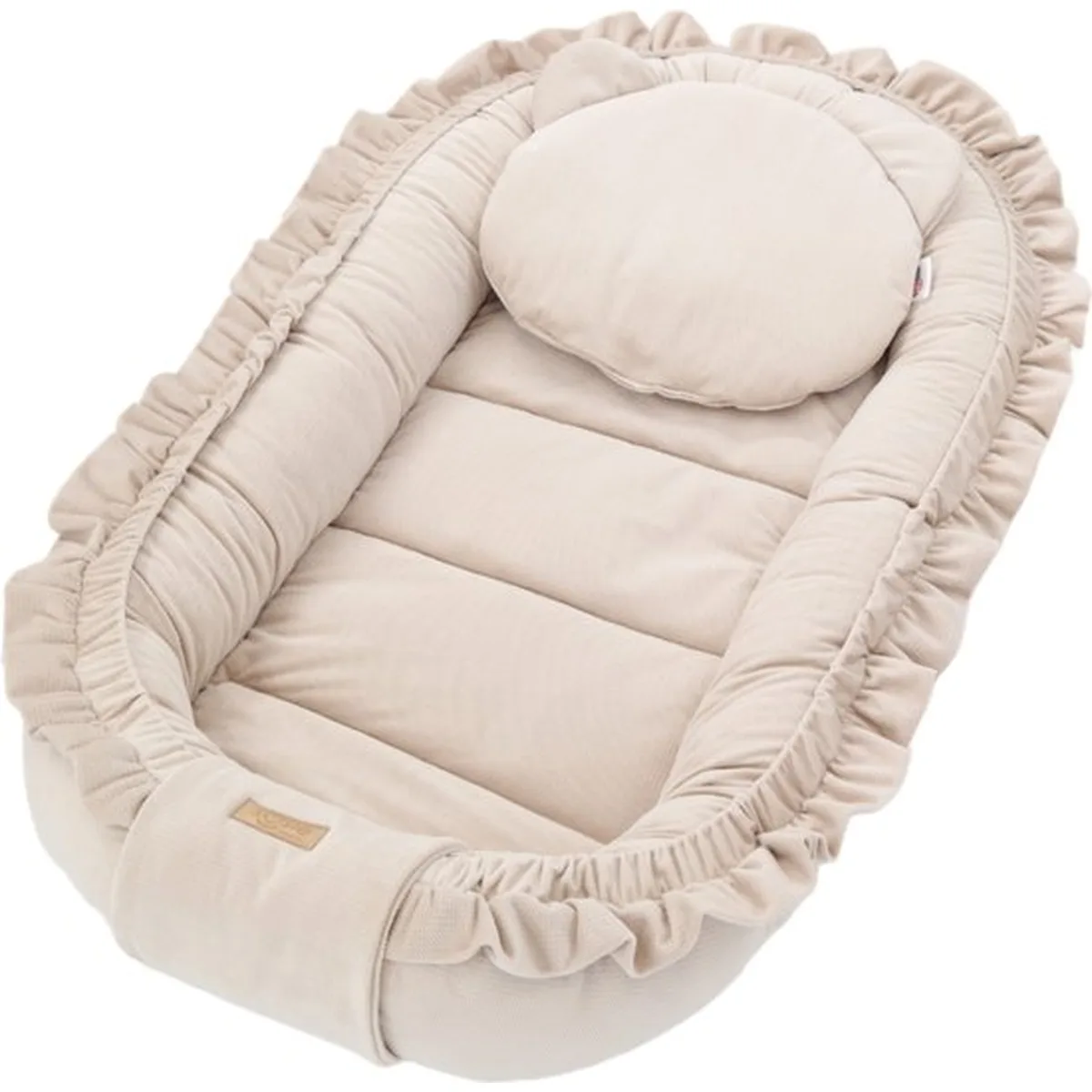 Babynestje - GLAMOUR - Babynest SET met kussen - VELVET - Beige - 3