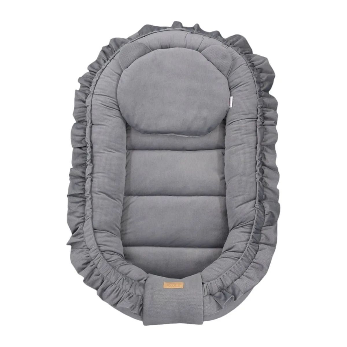 Babynestje - GLAMOUR - Babynest SET met kussen - VELVET - Grijs - 6