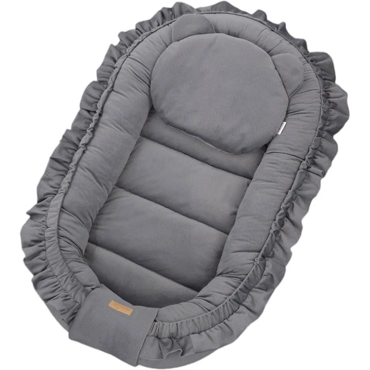 Babynestje - GLAMOUR - Babynest SET met kussen - VELVET - Grijs - 2