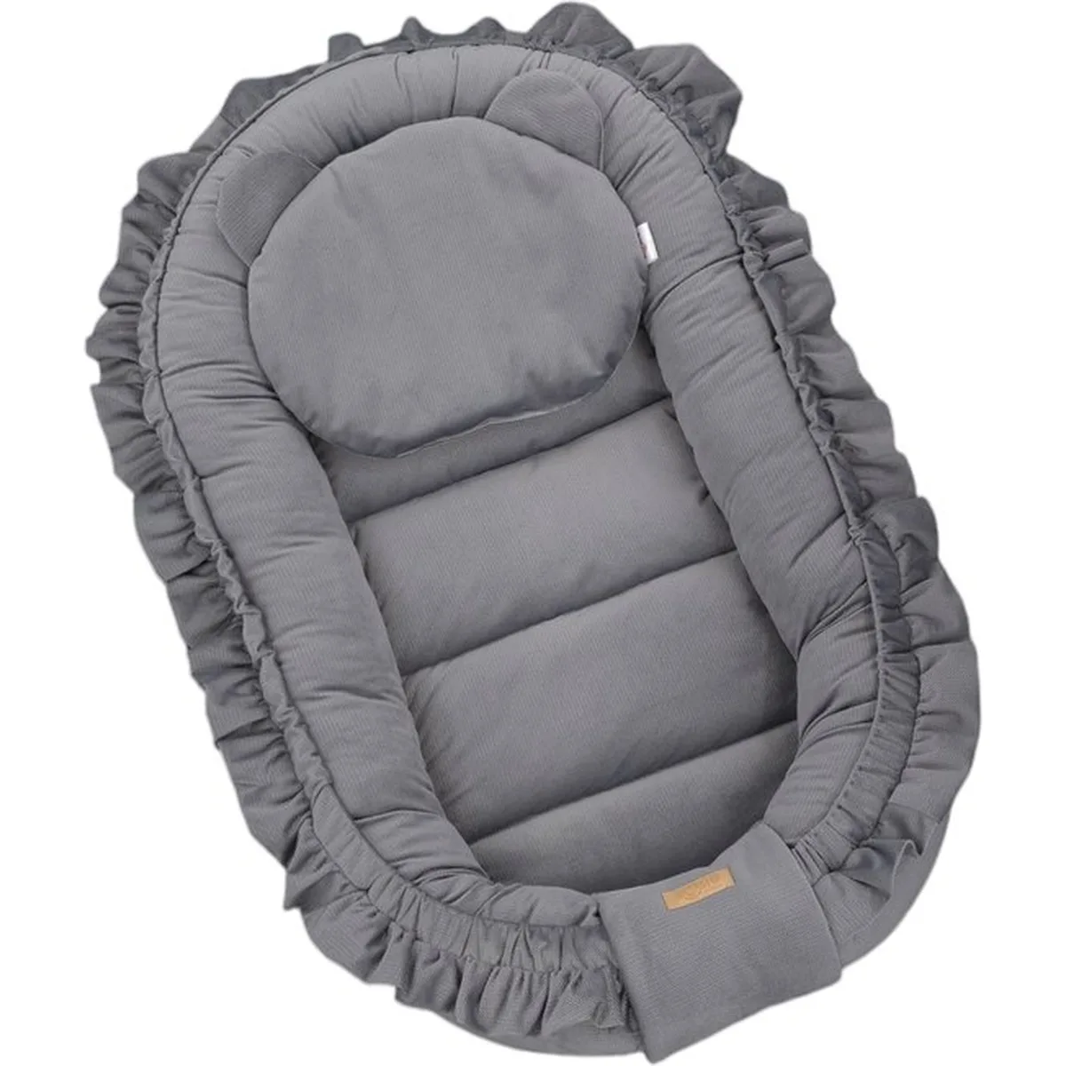 Babynestje - GLAMOUR - Babynest SET met kussen - VELVET - Grijs - 4