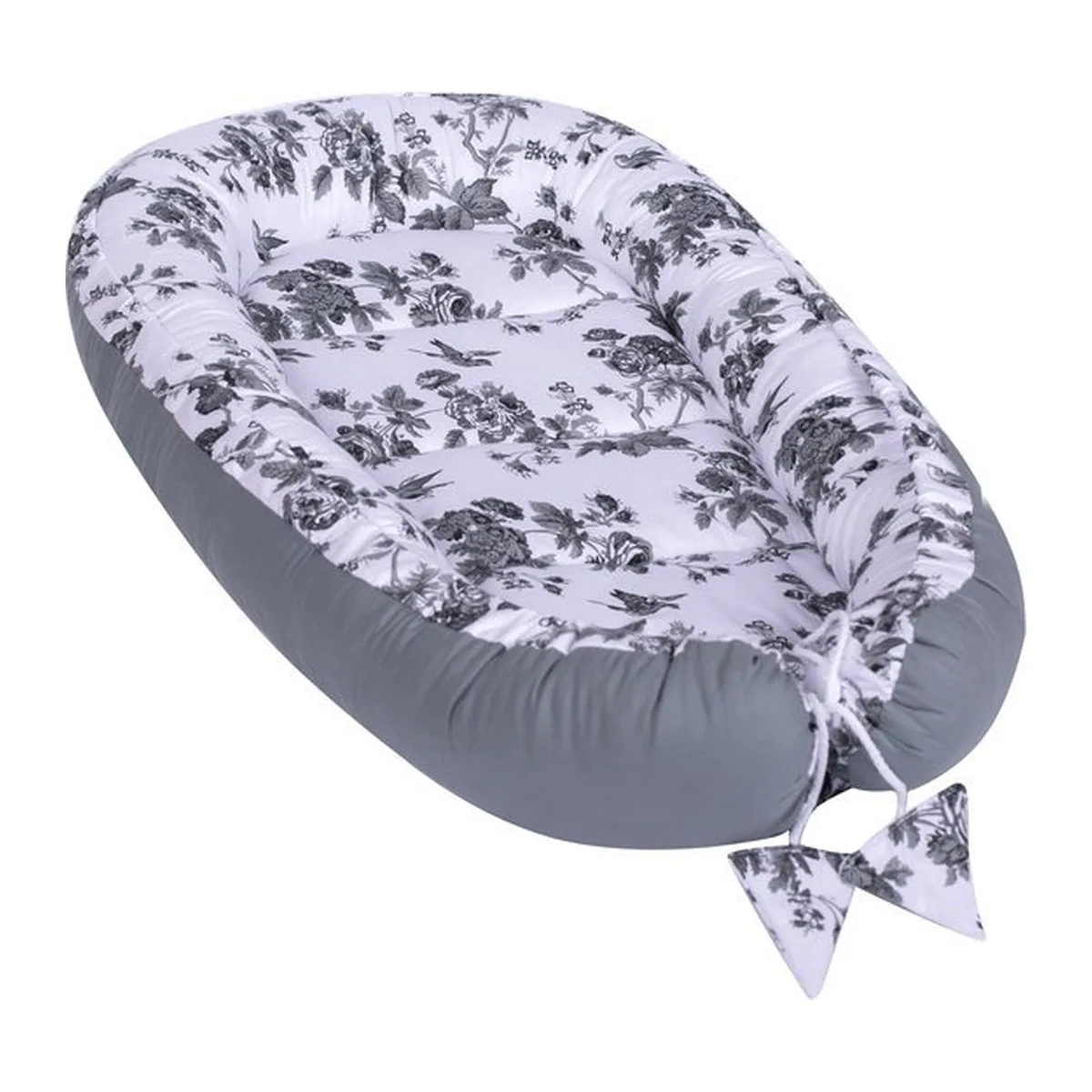 Babynestje - CLASSIC BLOEMEN - Babynest met grijze bloem - Grijs - 2
