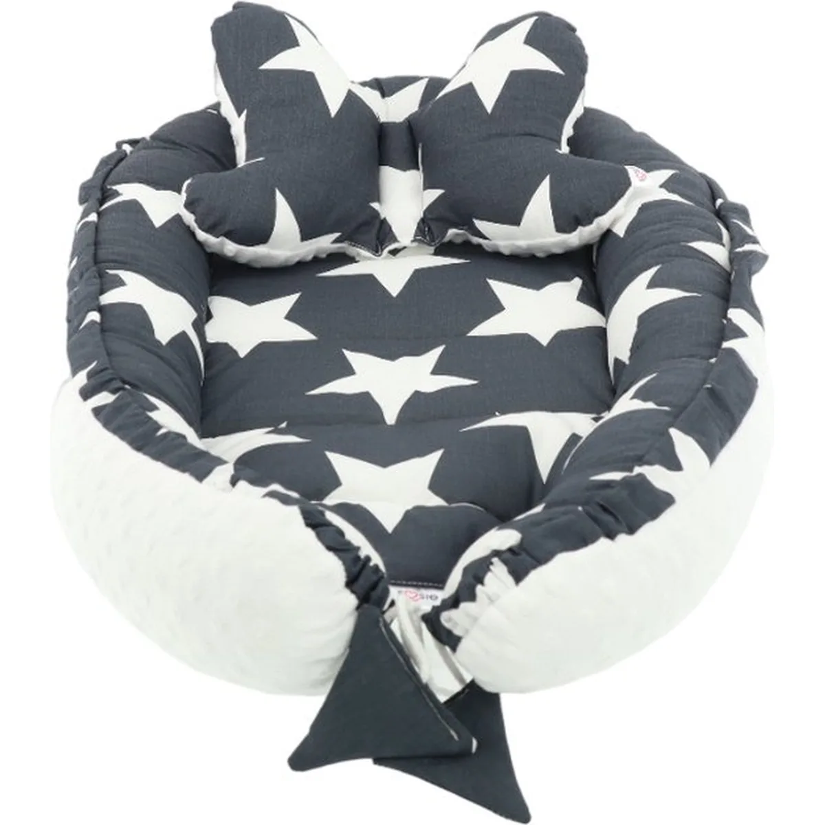 Babynestje Soosie Minky-collectie: Comfortabele Babynestje met Kussen voor Baby's van Luxe Katoen en White Minky - Perfecte Toevoeging aan de Babykamer