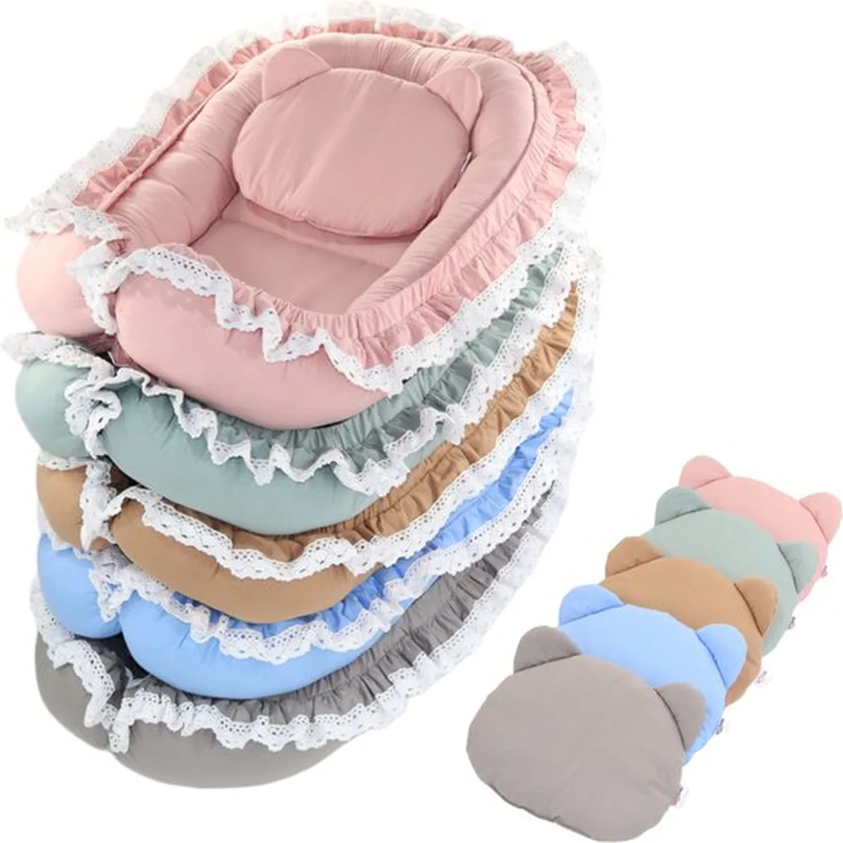 Babynestje - LUXE - Babynest SET met kussen - Grijs - 7