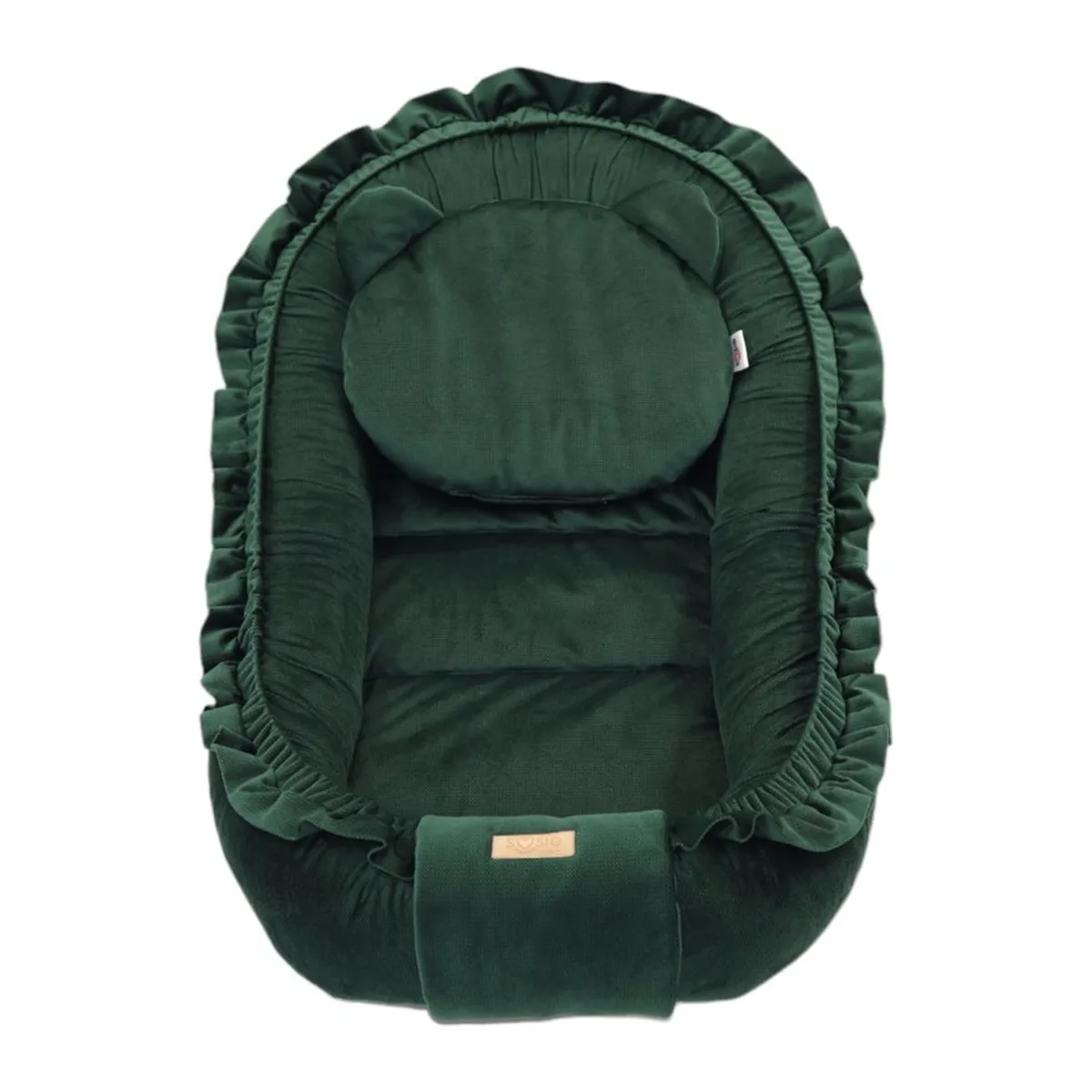Babynestje - GLAMOUR - Babynest SET met kussen - VELVET - Donker Groen - 6