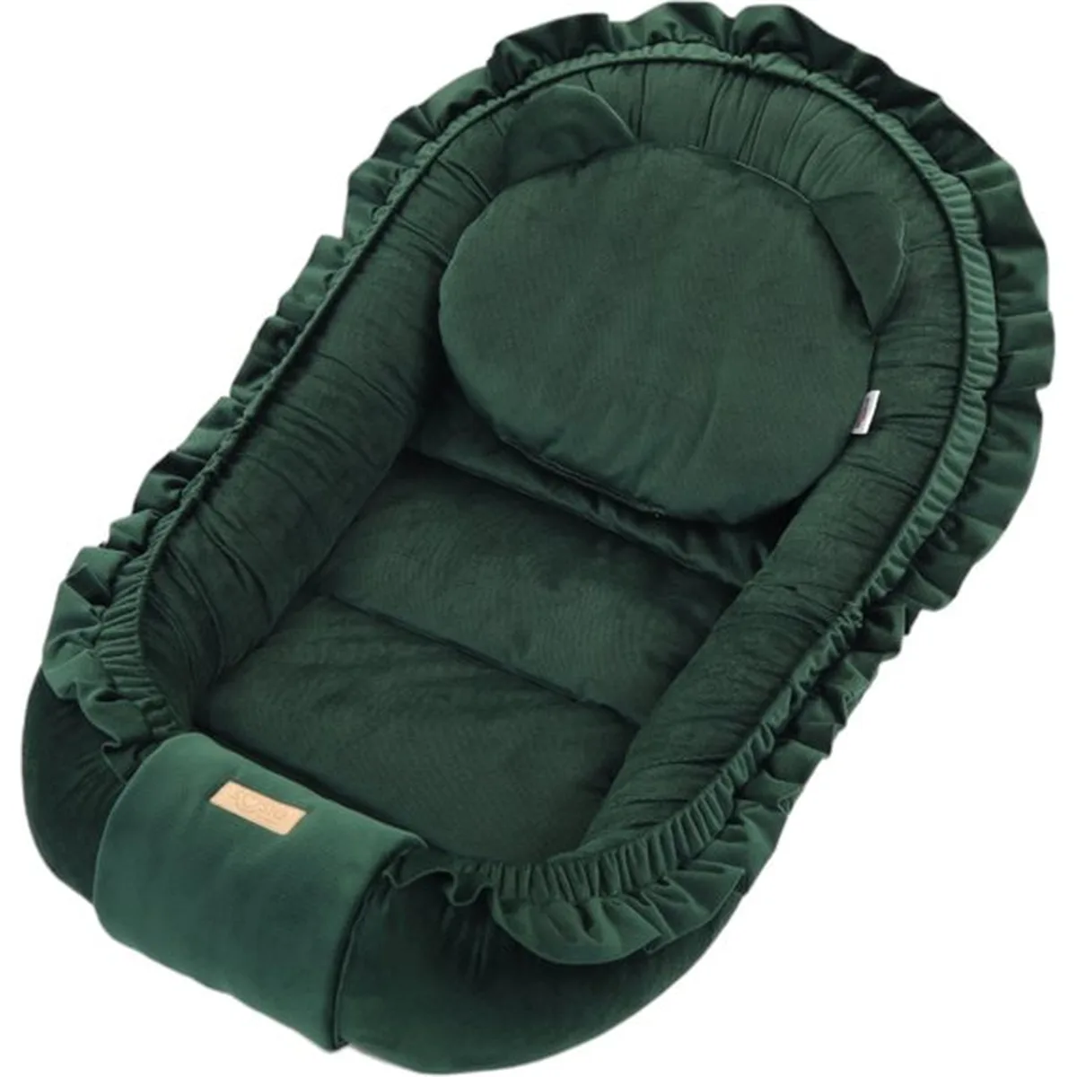 Babynestje - GLAMOUR - Babynest SET met kussen - VELVET - Donker Groen - 3