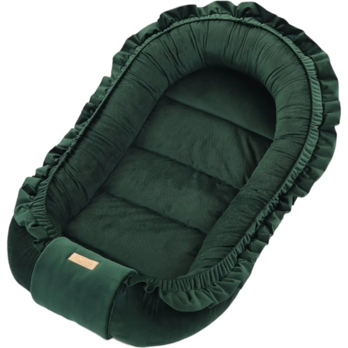 Babynestje - GLAMOUR - Babynest SET met kussen - VELVET - Donker Groen - 4