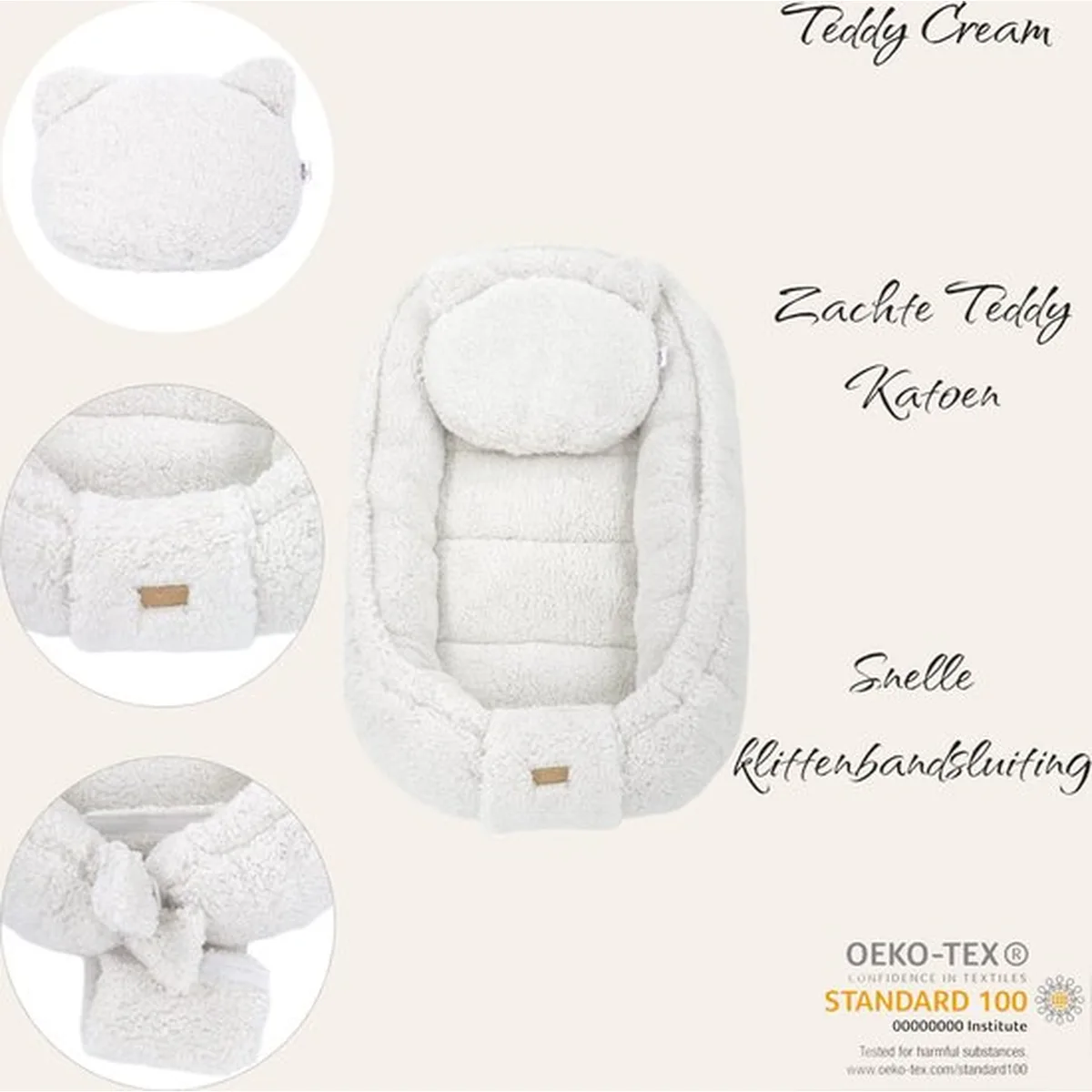 Soosie - Baby Nestje - Babynestje - Zacht en Veilig - Dubbelzijdig Teddy Katoen - 3