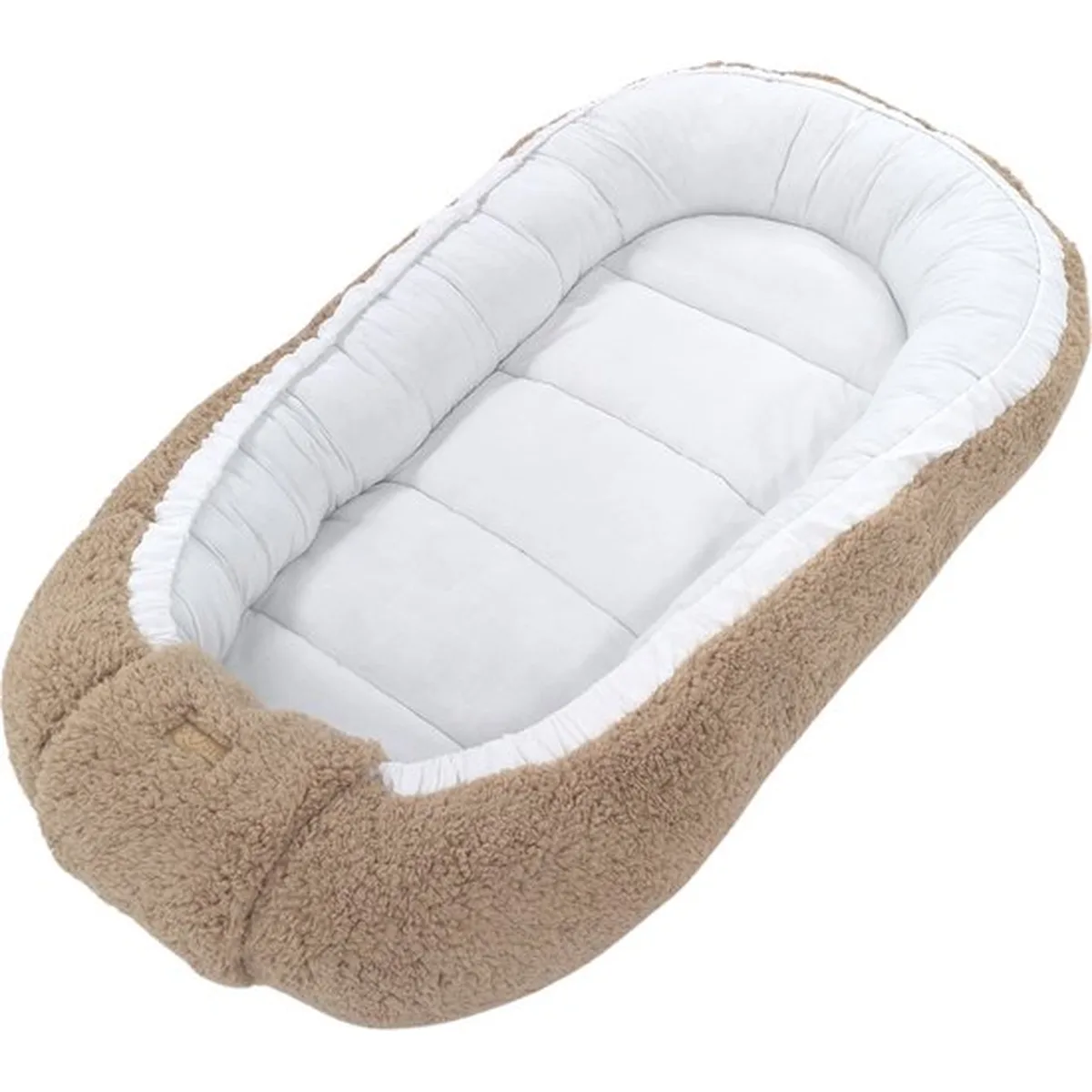 Soosie - Baby Nestje - Babynestje - Zacht en Veilig - Bruin Teddy Katoen en Witte Katoen - 2