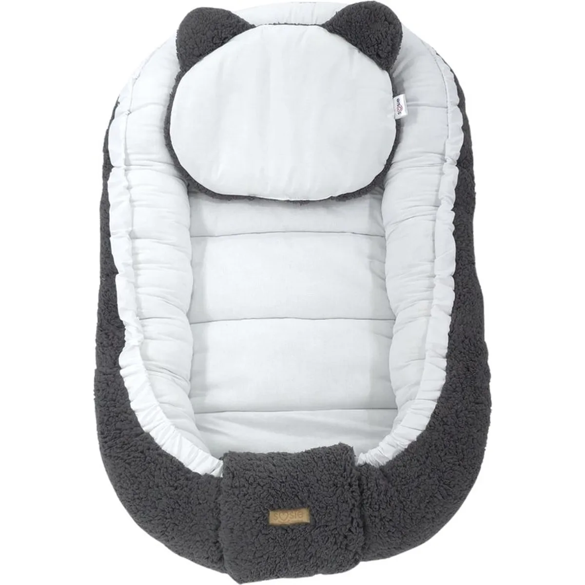 Soosie - Babynestje - Dubbelzijdig - Teddy Grijs met Witte Katoen - Comfortabel en Veilig