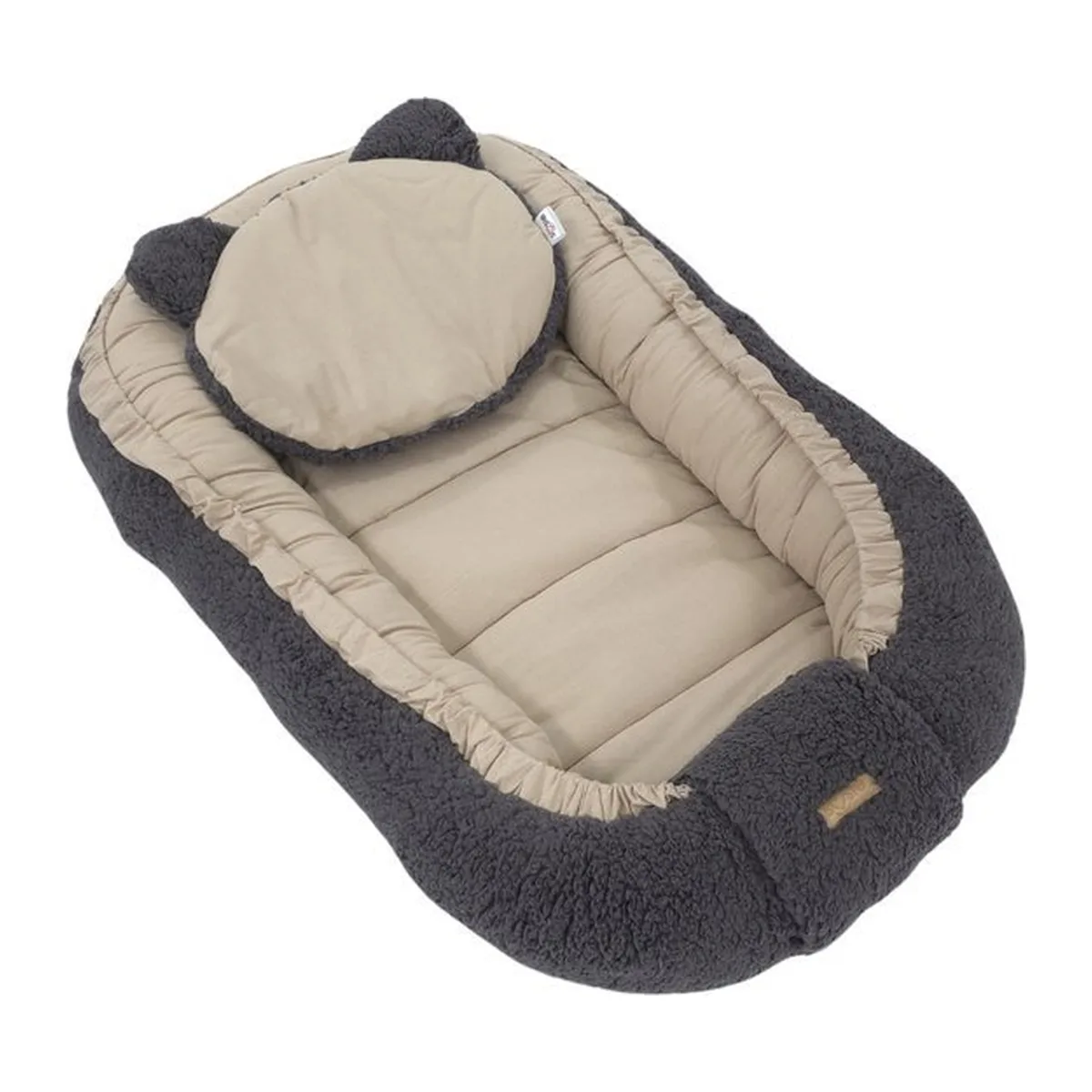 Soosie - Babynestje - Dubbelzijdig - Teddy Grijs met Bruine Katoen - Comfortabel en Veilig - 7