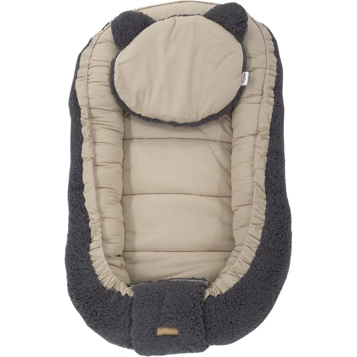 Soosie - Babynestje - Dubbelzijdig - Teddy Grijs met Bruine Katoen - Comfortabel en Veilig - 2