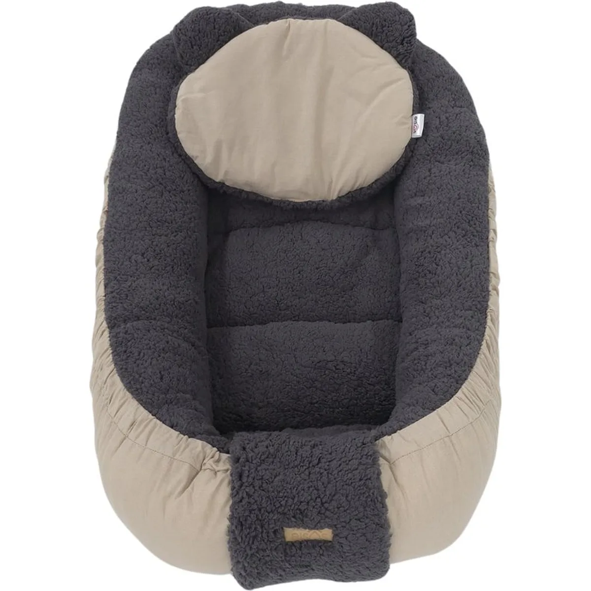Soosie - Babynestje - Dubbelzijdig - Teddy Grijs met Bruine Katoen - Comfortabel en Veilig - 3