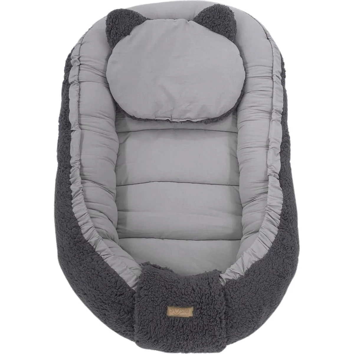 Soosie - Babynestje - Dubbelzijdig - Teddy Grijs met Grijze Katoen - Comfortabel en Veilig - 4