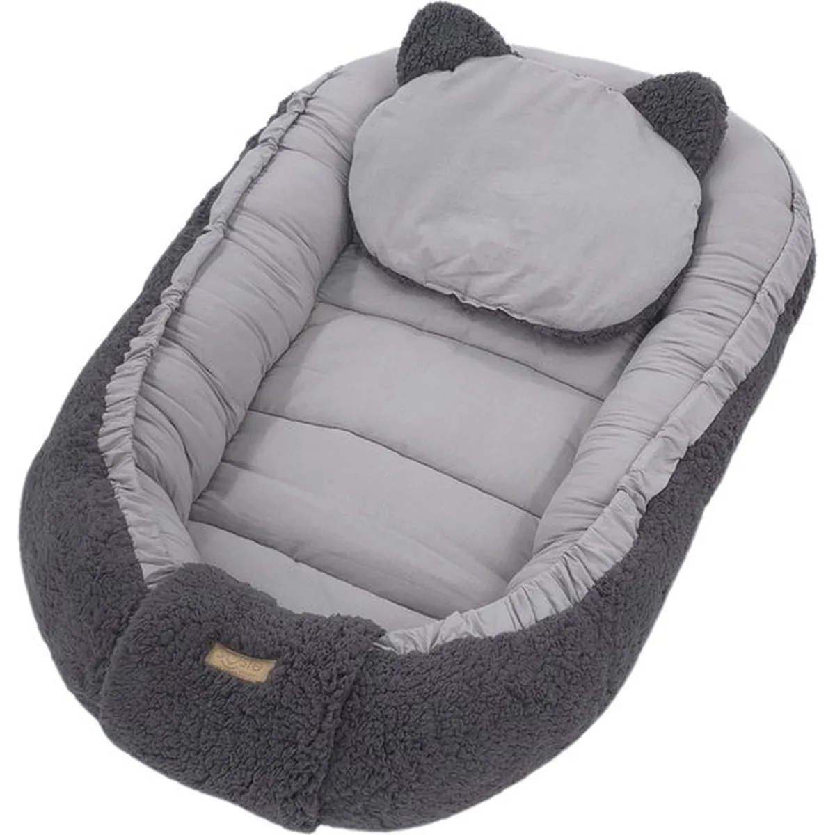 Soosie - Babynestje - Dubbelzijdig - Teddy Grijs met Grijze Katoen - Comfortabel en Veilig - 5