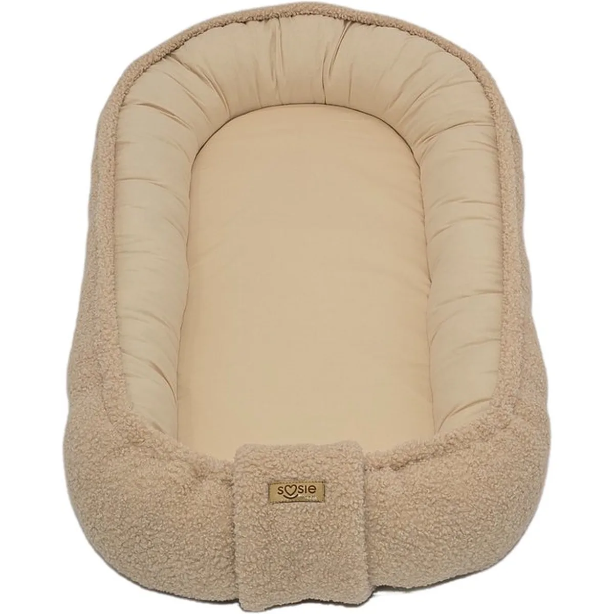 Soosie - Babynestje - Teddy Bounce Beige + Katoen - 80×46 cm - OEKO-Tex - Uitneembaar matrasje - 2