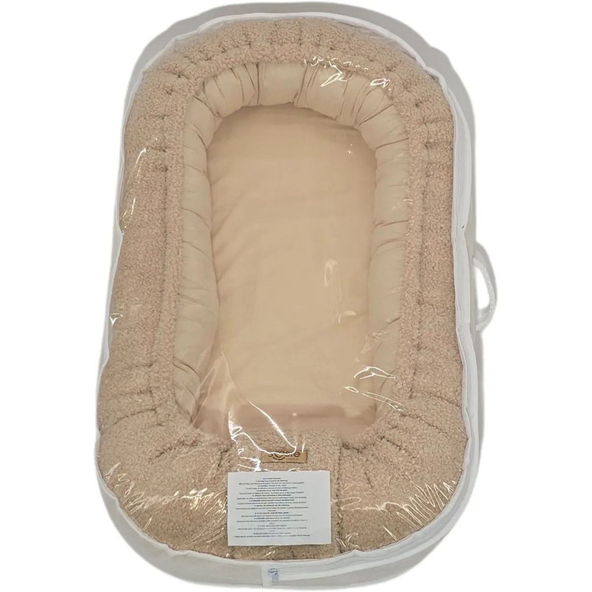 Soosie - Babynestje - Teddy Bounce Beige + Katoen - 80×46 cm - OEKO-Tex - Uitneembaar matrasje - 5