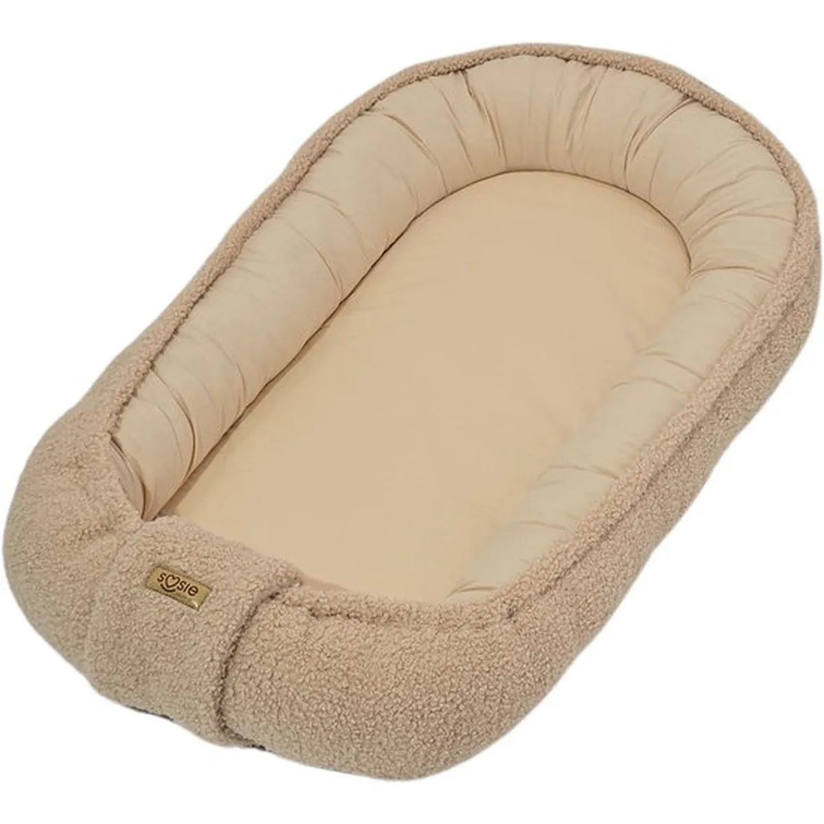 Soosie - Babynestje - Teddy Bounce Beige + Katoen - 80×46 cm - OEKO-Tex - Uitneembaar matrasje - 6
