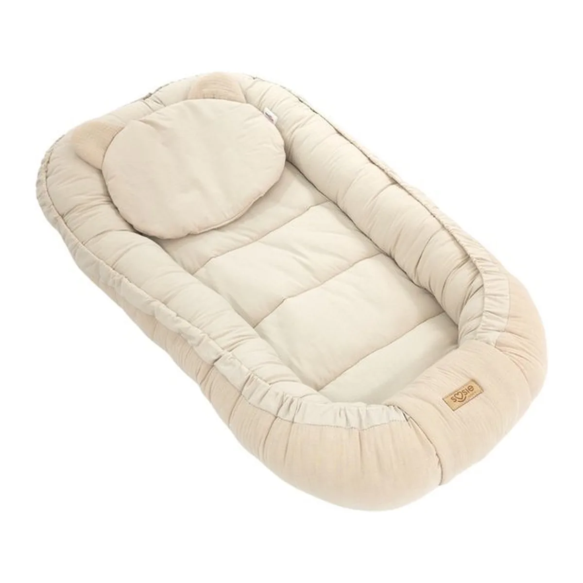 Soosie Babynestje met kussentje – Katoen & Mousseline – Dubbelzijdig – Beige – 90×50 cm - Verstelbaar met Strikkoorden – OEKO-TEX®, Anti-allergeen, Made in EU - 8