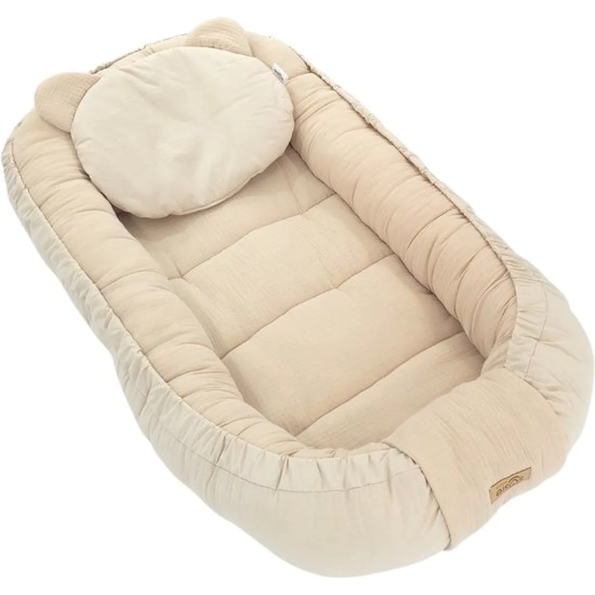 Soosie Babynestje met kussentje – Katoen & Mousseline – Dubbelzijdig – Beige – 90×50 cm - Verstelbaar met Strikkoorden – OEKO-TEX®, Anti-allergeen, Made in EU - 5