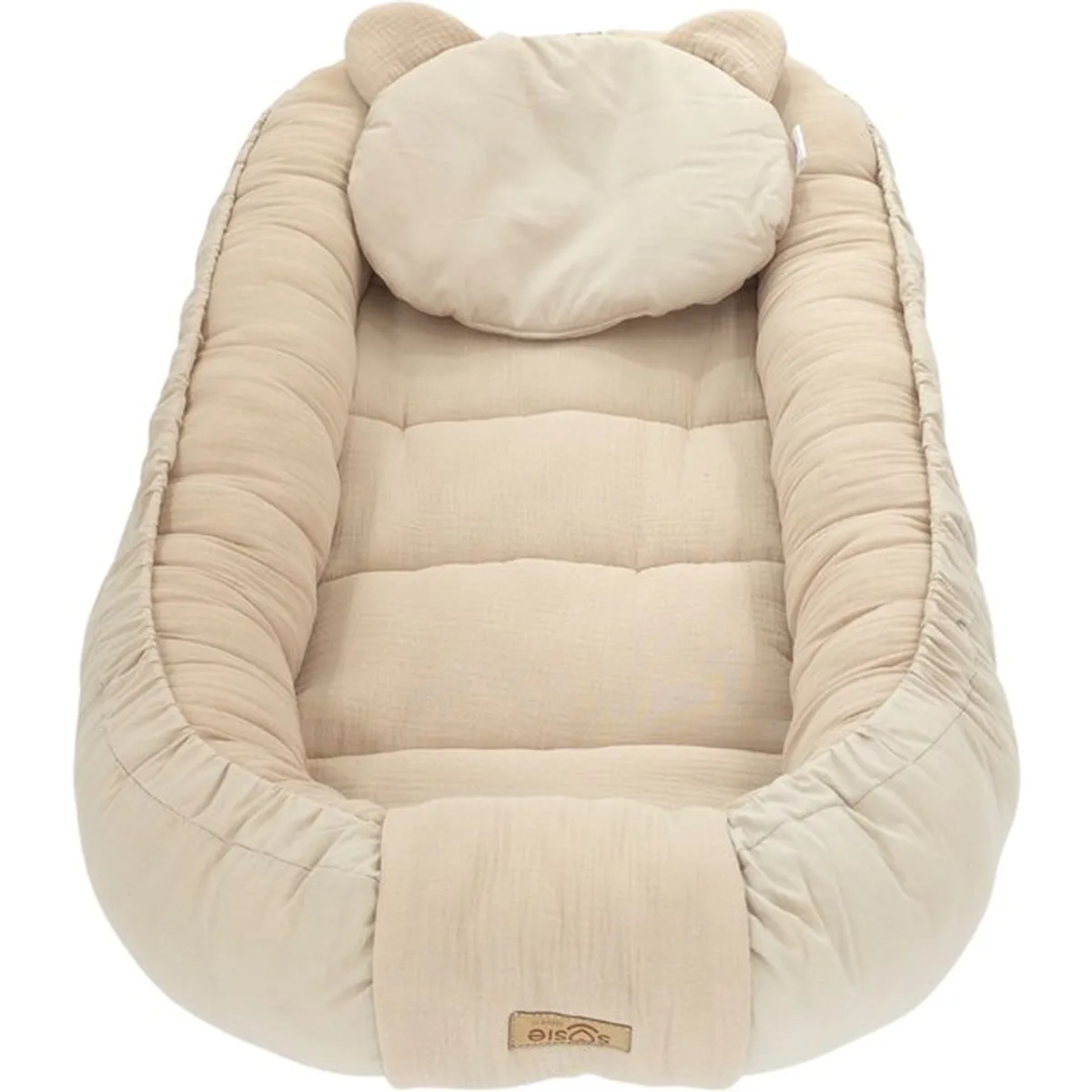 Soosie Babynestje met kussentje – Katoen & Mousseline – Dubbelzijdig – Beige – 90×50 cm - Verstelbaar met Strikkoorden – OEKO-TEX®, Anti-allergeen, Made in EU - 7
