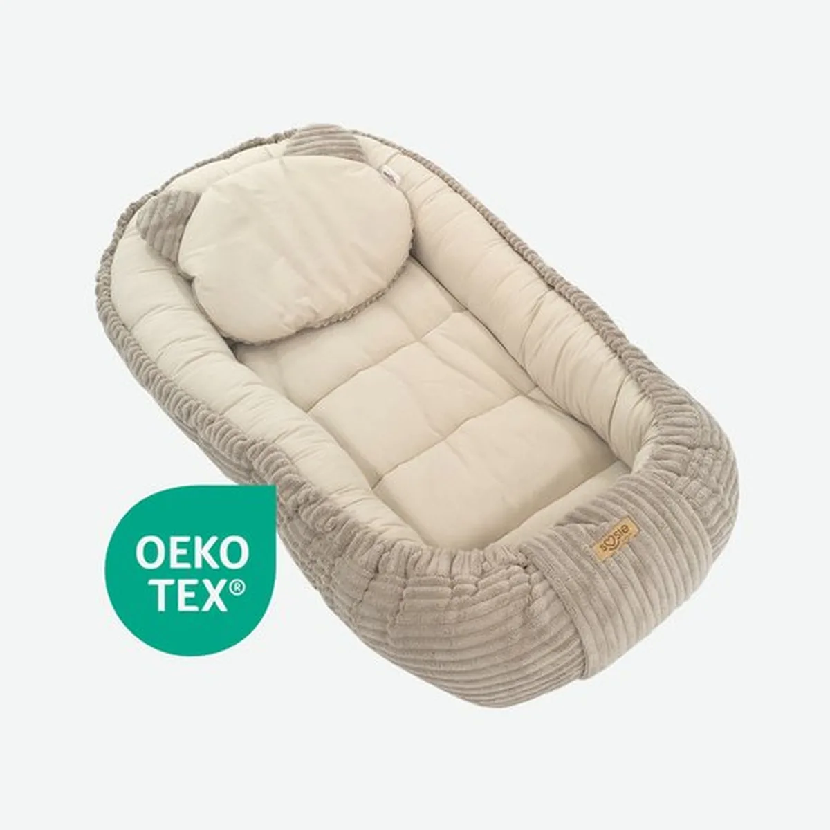Soosie Babynestje – Corduroy & Katoen – Dubbelzijdig – Beige – 90×50 cm, Verstelbaar met Strikkoorden – Inclusief Kussentje - 2