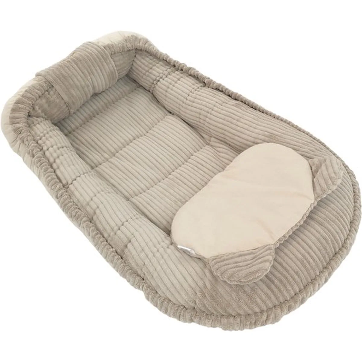 Soosie Babynestje – Corduroy & Katoen – Dubbelzijdig – Beige – 90×50 cm, Verstelbaar met Strikkoorden – Inclusief Kussentje - 3