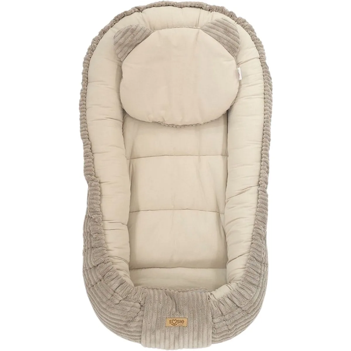 Soosie Babynestje – Corduroy & Katoen – Dubbelzijdig – Beige – 90×50 cm, Verstelbaar met Strikkoorden – Inclusief Kussentje - 4