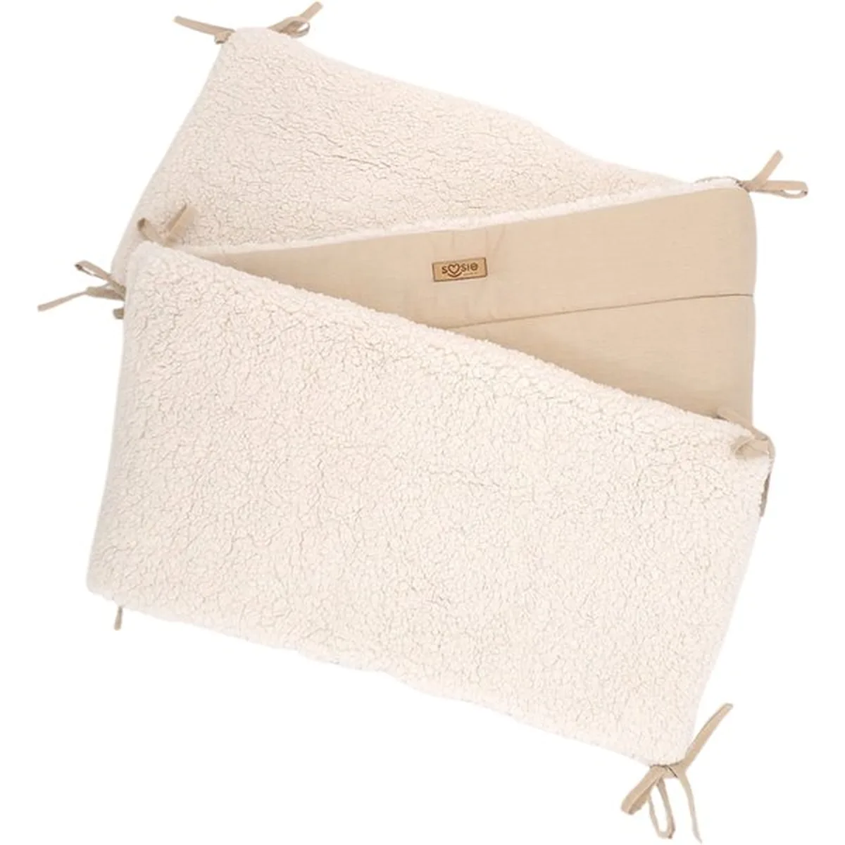 Soosie - Babynestje + Kussentje + Bedomrander — 3-delige set - Teddy Cream / Katoen Beige — Dubbelzijdig — 90×50 cm nest & 180×30 cm bumper — OEKO-TEX - 4